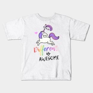 Different Is Awesome! Unicorn Design Kids T-Shirt